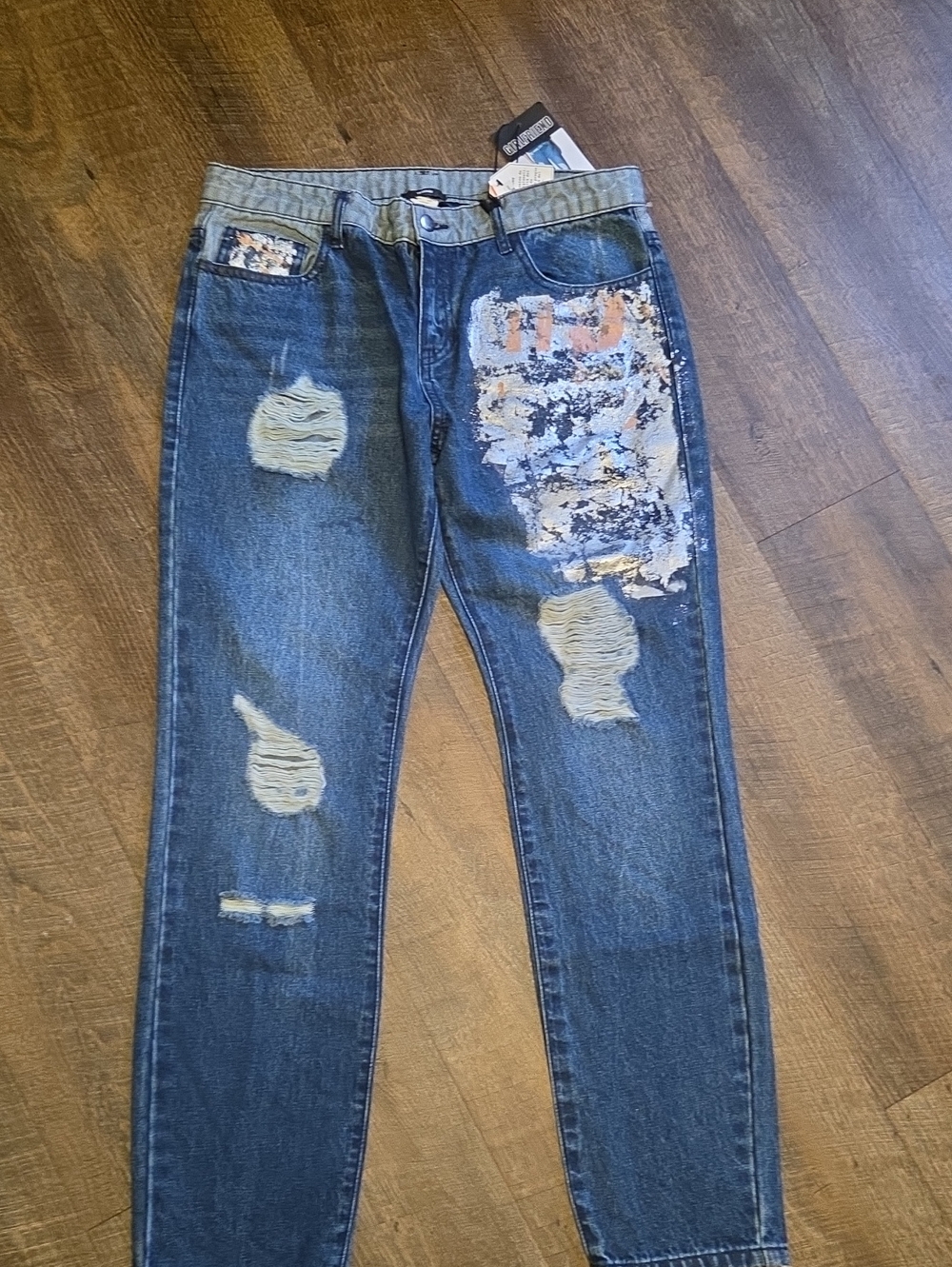 Slim Straight Distressed Blue Women's Jeans